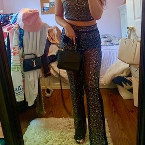 Two piece black rhinestone set